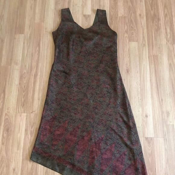 Peruvian Connection 100% Silk Made in Italy Asymmetrical Slip Dress - Picture 3 of 10